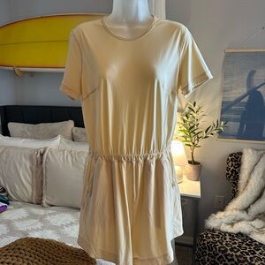 Lululemon Open Back Lightweight High-Neck Tan Romper, Size 8